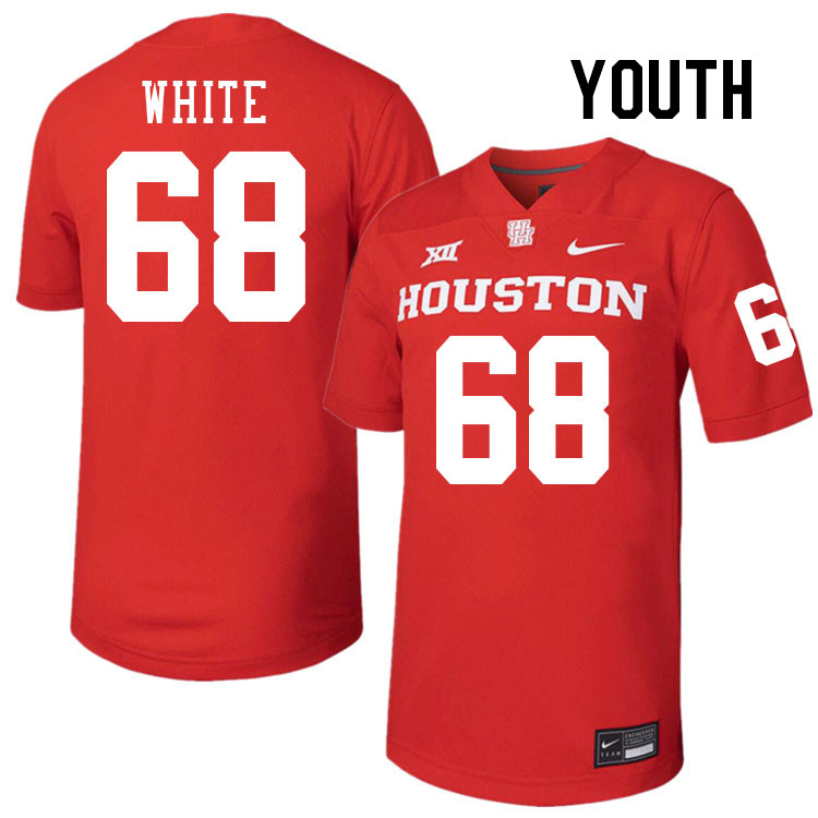 Youth #68 Dakota White Houston Cougars College Football Jerseys Stitched-Red